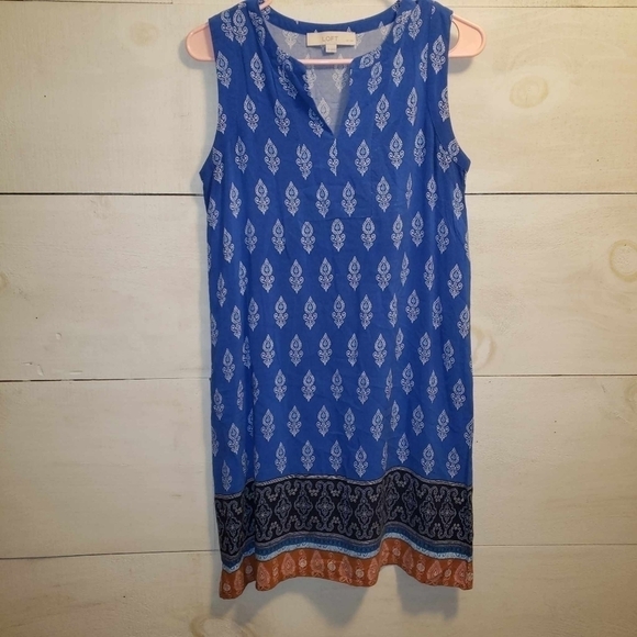 Loft Ann Taylor sleeveless printed shift dress size small petite - Picture 1 of 4